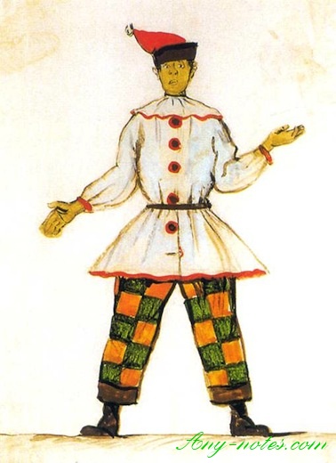 costume sketch Petrushka